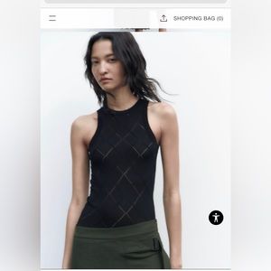 New with tags Zara argyle knit top